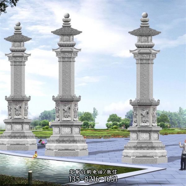 景区广场石雕文化柱花岗岩浮雕石龙柱（3）