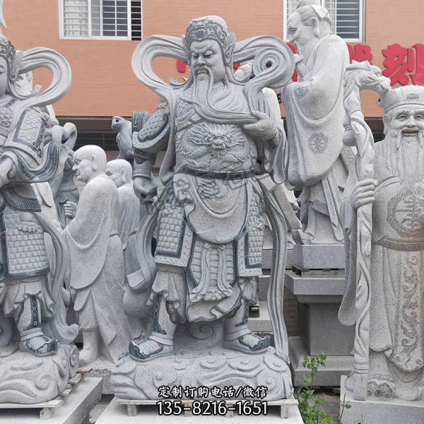 寺庙景区大型佛像景观石雕关公雕塑（3）