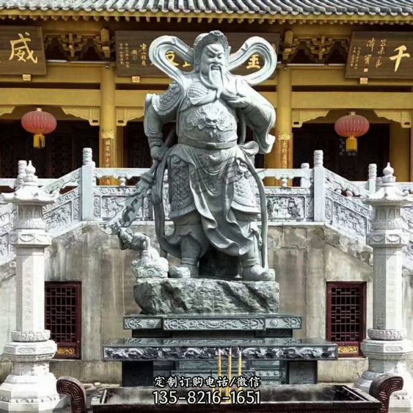 寺庙景区大型佛像景观石雕关公雕塑（5）