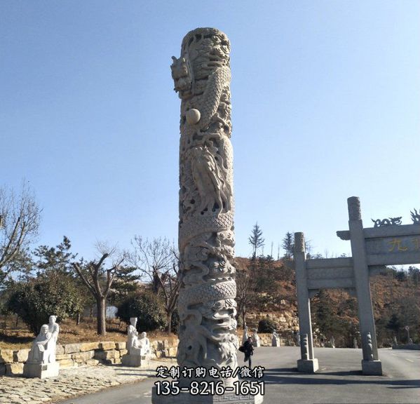 寺庙石雕大型户外景观龙柱雕塑（1）