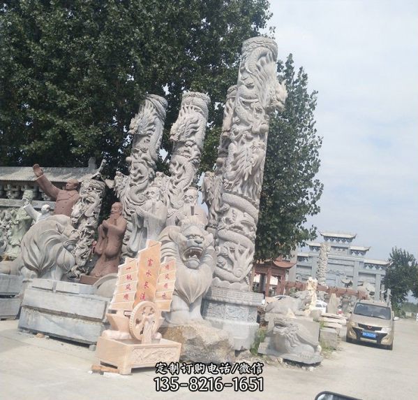 寺庙石雕大型户外景观龙柱雕塑（4）