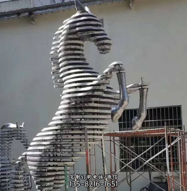 景区创意不锈钢抽象动物马雕塑（3）