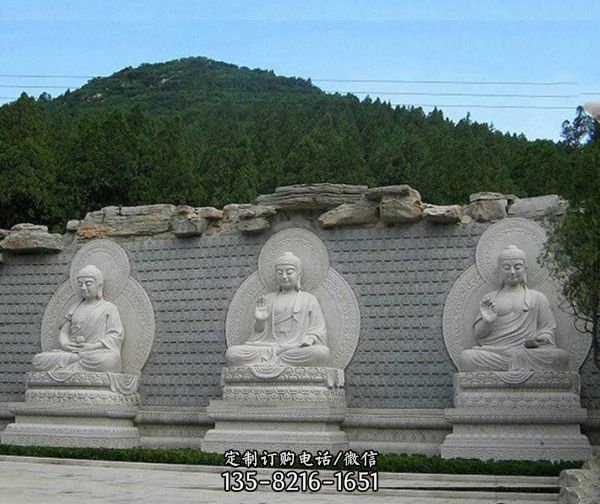 景区寺庙大型佛像景观石雕三宝佛雕塑（3）