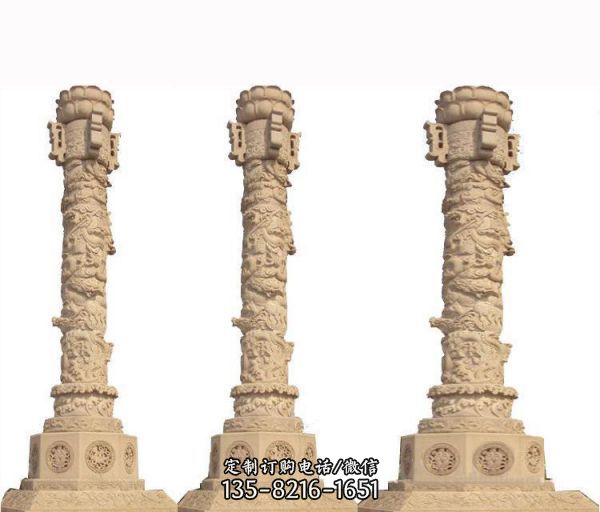 户外广场大型石雕龙柱雕塑  定制（3）