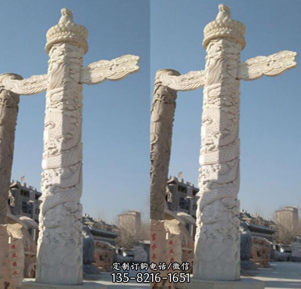 户外广场大型石雕龙柱雕塑  定制（5）