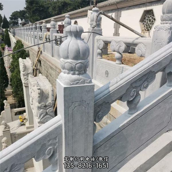寺庙河道公园汉白玉石栏杆定制 （2）