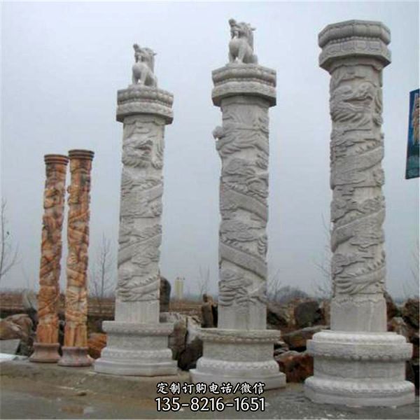 户外广场大型石雕浮雕龙柱雕塑（1）