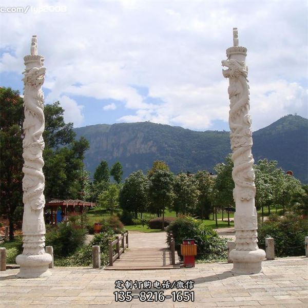户外广场大型石雕浮雕龙柱雕塑（3）