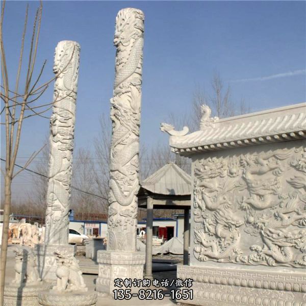 户外广场大型石雕浮雕龙柱雕塑（4）