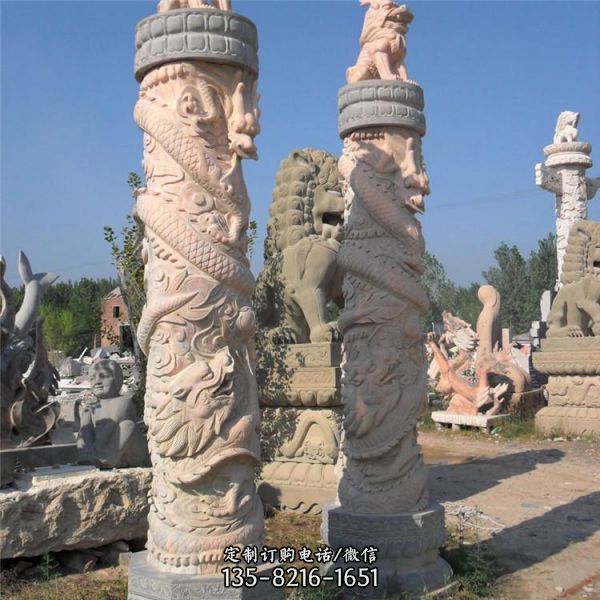 户外广场大型石雕浮雕龙柱雕塑（5）