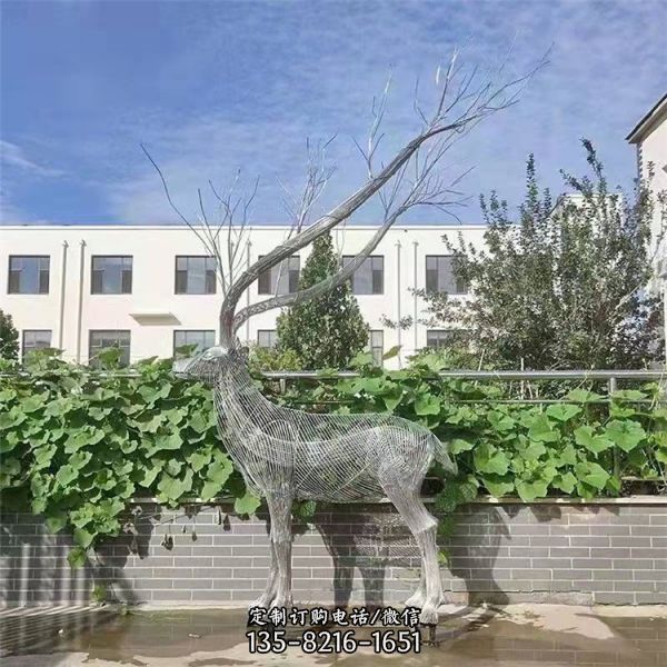 户外广场创意不锈钢镂空铁艺照明动物造型雕塑（5）