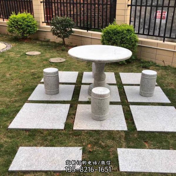 庭院小区大理石石雕石桌石凳雕塑（4）