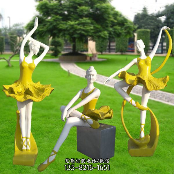 户外街道跳舞的玻璃钢彩绘人物雕塑摆件（3）