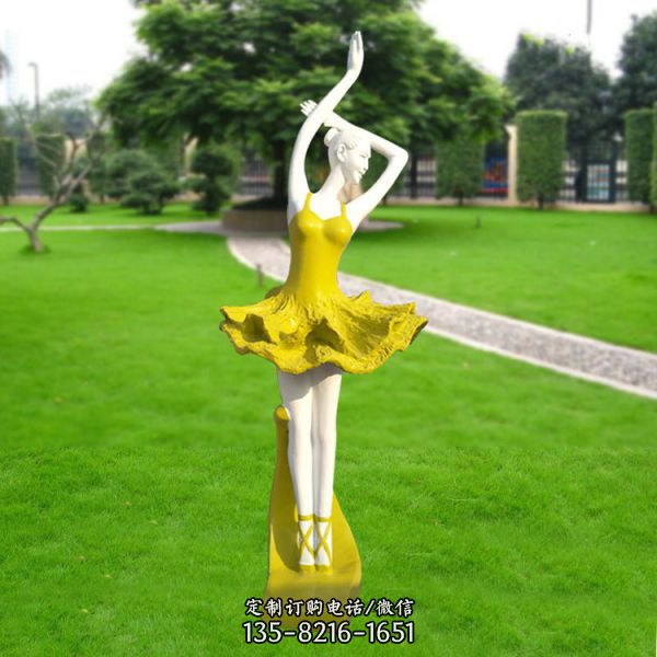 户外街道跳舞的玻璃钢彩绘人物雕塑摆件（4）