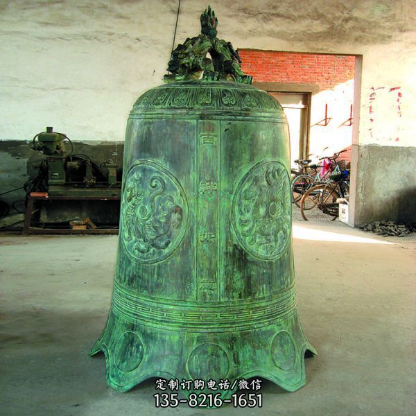 寺庙大型玻璃钢仿古做旧青铜器铜钟雕塑（2）
