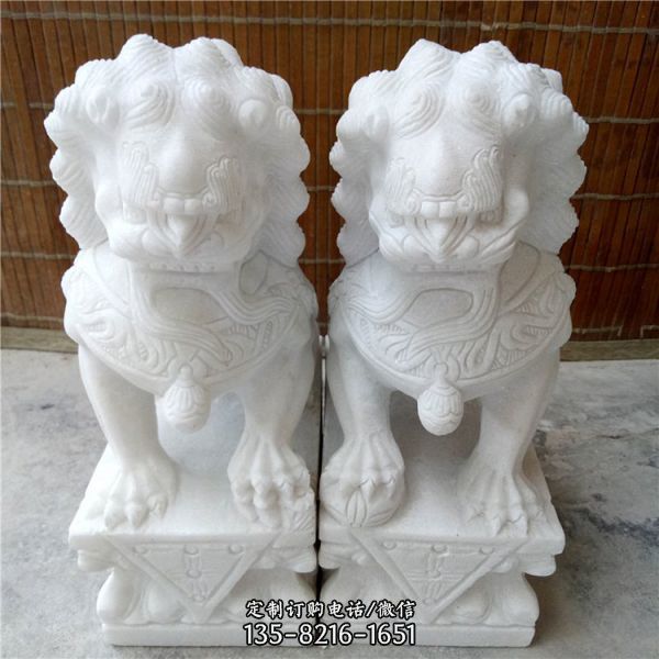 户外大门口大型汉白玉石雕狮子雕塑（4）