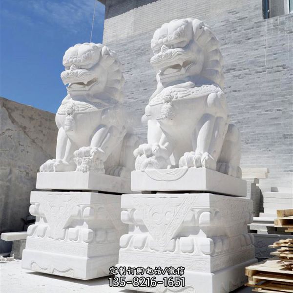 户外大门口大型汉白玉石雕狮子雕塑（2）