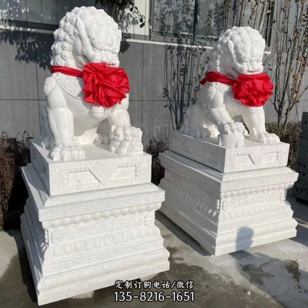 户外大门口大型汉白玉石雕狮子雕塑（5）