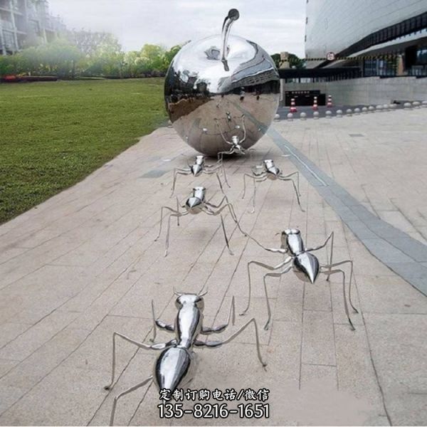 商业街动物 景观不锈钢抽象蚂蚁雕塑（2）
