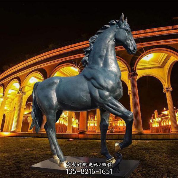 景区街道大型户外景观玻璃钢仿铜将军骑马雕塑（4）
