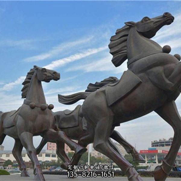 景区街道大型户外景观玻璃钢仿铜将军骑马雕塑（2）