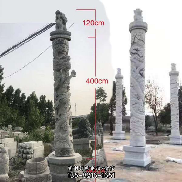 景观文化柱定做 广场石雕龙柱雕塑（4）