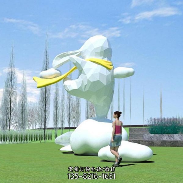 大型户外几何切面卡通兔子不锈钢雕塑城市广场梦想兔景观摆件（4）