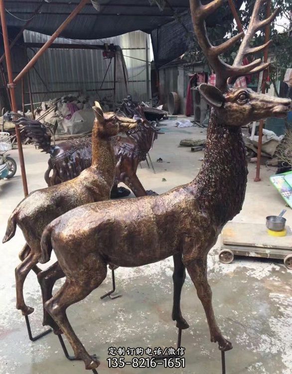 北京动物园铸纯铜仿真鹿摆件 玻璃钢长颈鹿雕塑（3）