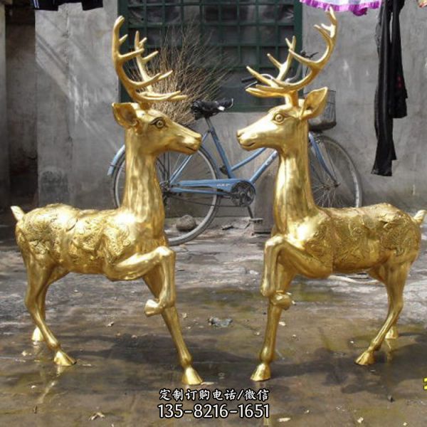 北京动物园铸纯铜仿真鹿摆件 玻璃钢长颈鹿雕塑（4）