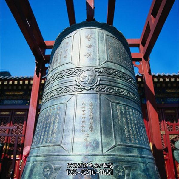 寺庙大型青铜器 仿古做旧铜钟雕塑（5）
