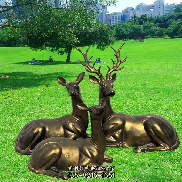 公园草坪玻璃钢仿真动物长颈鹿雕塑 （1）