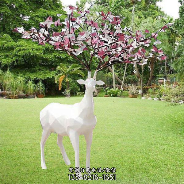 公园草坪玻璃钢仿真动物长颈鹿雕塑 （4）