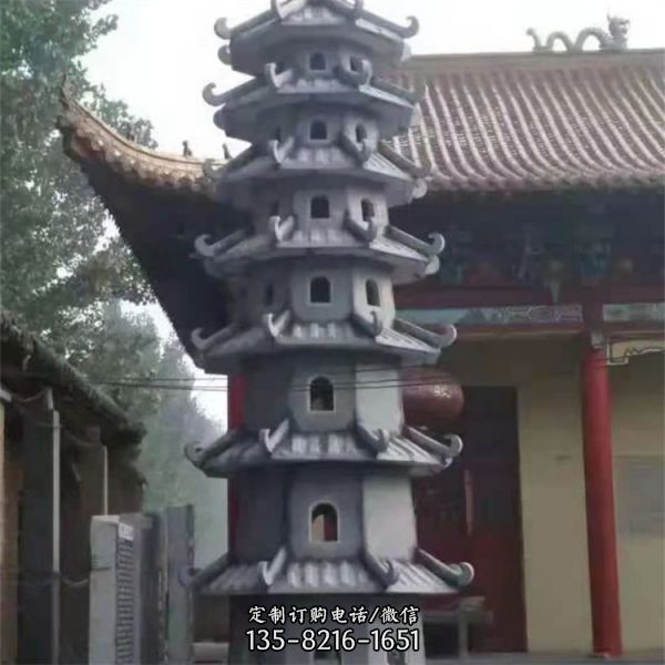 寺庙古建筑多层青石佛塔雕塑 （5）