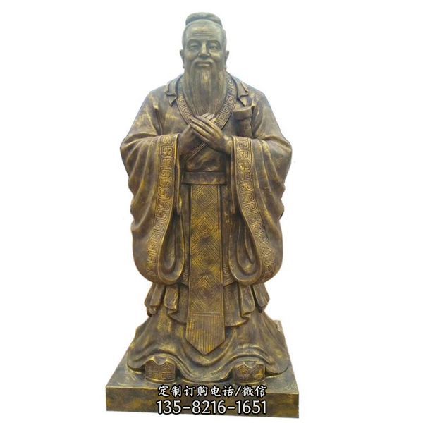 历史名人孔子老子铸铜雕像校园文化人物摆件