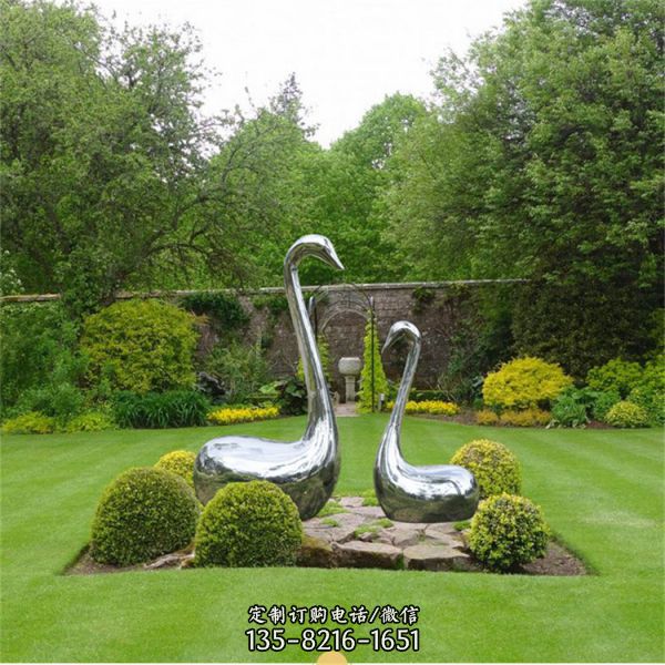 公园景观摆放镜面不锈钢抽象天鹅雕塑（4）