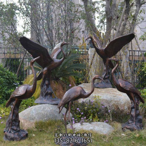 园林户外铜雕丹顶鹤雕塑