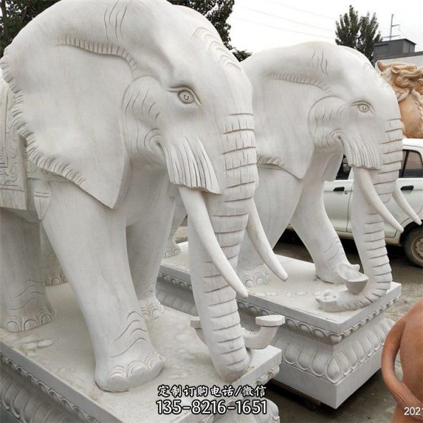 大型动物景观摆件大理石石雕镇宅大象雕塑