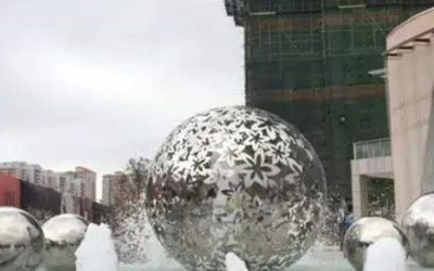 增添售楼部气氛的不锈钢花纹镂空球雕塑摆件