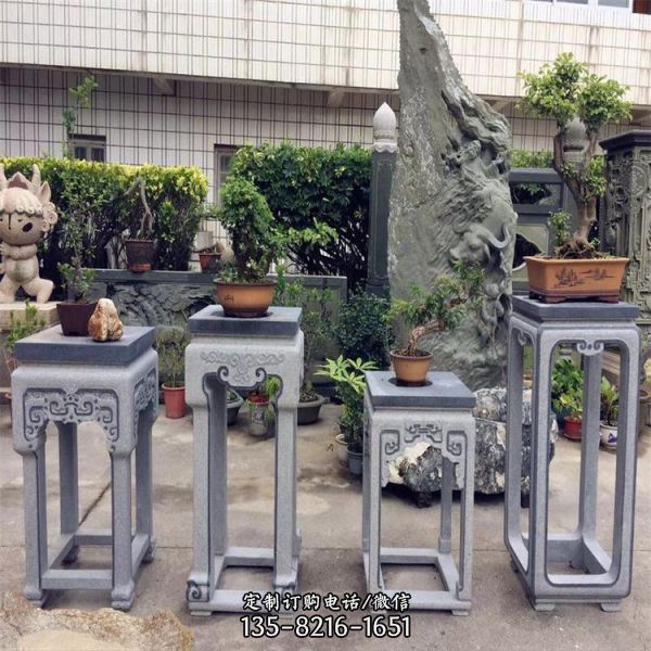 庭院石材树池摆放 传统石花钵户外石雕花盆雕塑（5）
