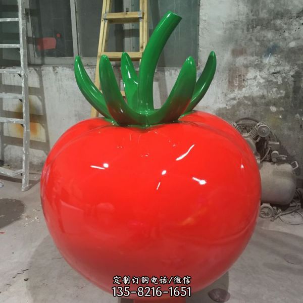 公园玻璃钢卡通水果蔬菜户外仿真西红柿雕塑（4）