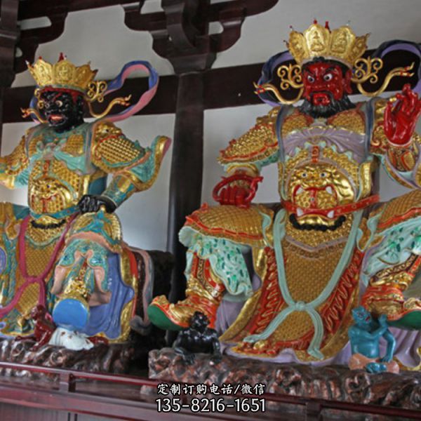 寺庙摆放大型玻璃钢彩绘四大天王神像雕塑（4）