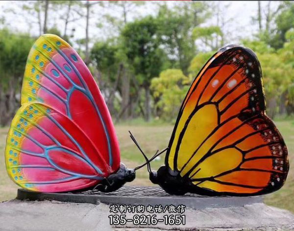 景区广场景观草坪摆放蝴蝶卡通公仔玻璃钢雕塑（1）