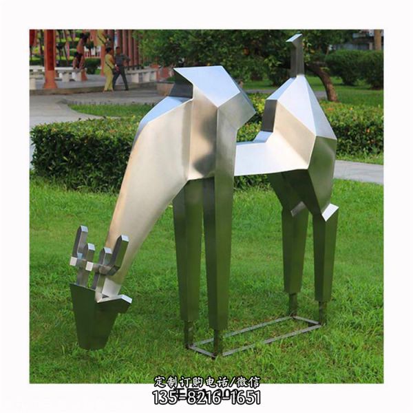 城市现代不锈钢雕塑公园景区抽象镂空鹿雕塑（3）