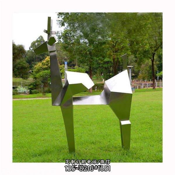 城市现代不锈钢雕塑公园景区抽象镂空鹿雕塑