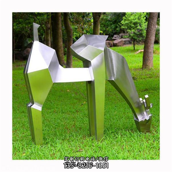 城市现代不锈钢雕塑公园景区抽象镂空鹿雕塑（5）