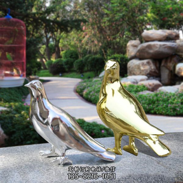 不锈钢鸽子雕塑 校园景观抽象镜面创意摆件 央美制作（3）