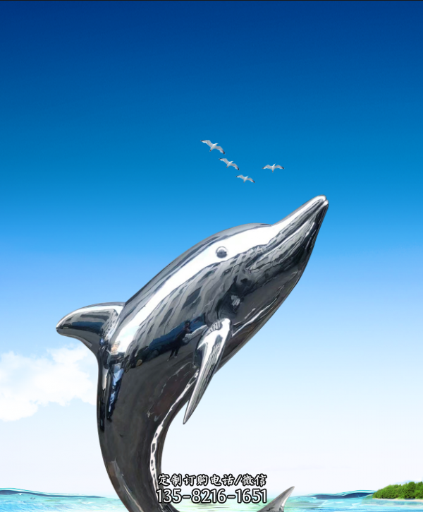 镜面不锈钢海豚雕塑
