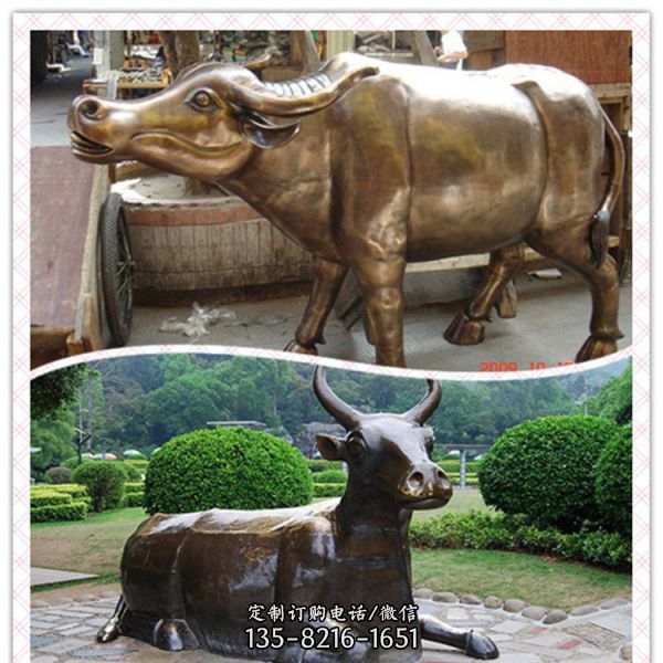 广场户外摆放黄铜铸造开荒牛景观雕塑（6）