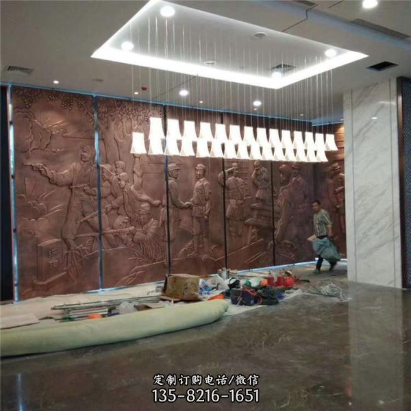 历史博物馆解放军主题紫铜锻造人物浮雕背景墙