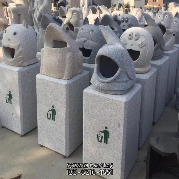 公园石雕垃圾桶 园林石材动物雕刻 园林摆件雕塑（2）